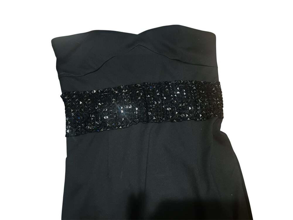Ani Strapless Black Midi Dress w/ Crystal Waistline Size Large NWT - Picture 2 of 3